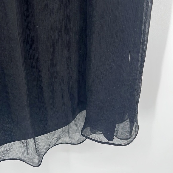 Eileen Fisher 100% Silk a Lightweight Crinkle Chiffon Dress Black Size Large NWT - Picture 7 of 11